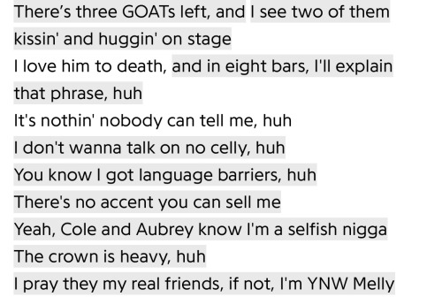 @whereswongo Reach, in the next line Kendrick says he loves one of them to death and will explain what he meant by that 8 bars later. 8 bars later he says he loves them to death because if he finds out Cole is not really his friend he will KILL him. I doubt he threatening to KILL bey and Jay