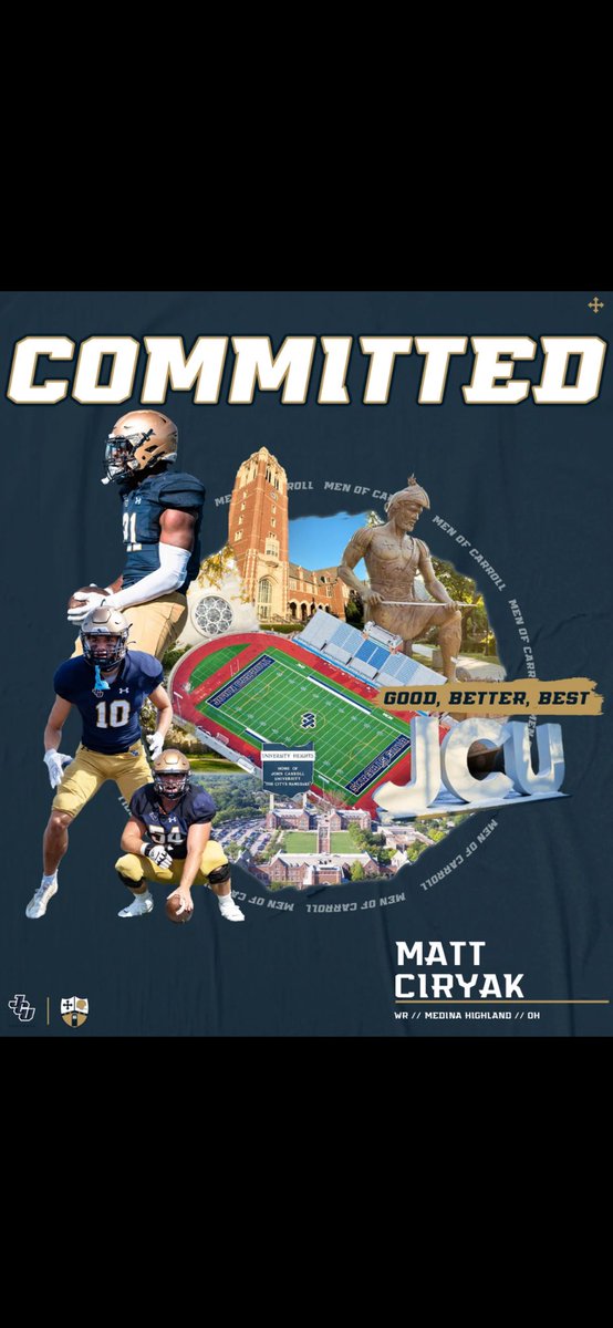So thankful and honored to be given this opportunity to play football at John Carroll university thank you to everyone who has help me along the way go Streaks.⚡️<a href="/Jeff_Behrman/">Jeff Behrman</a> <a href="/JCUFootball/">John Carroll Football</a> <a href="/rex_rover/">Rex Rover</a> <a href="/CoachGibbons40/">Mike Gibbons</a> <a href="/MacAustin_/">Mac Austin</a>