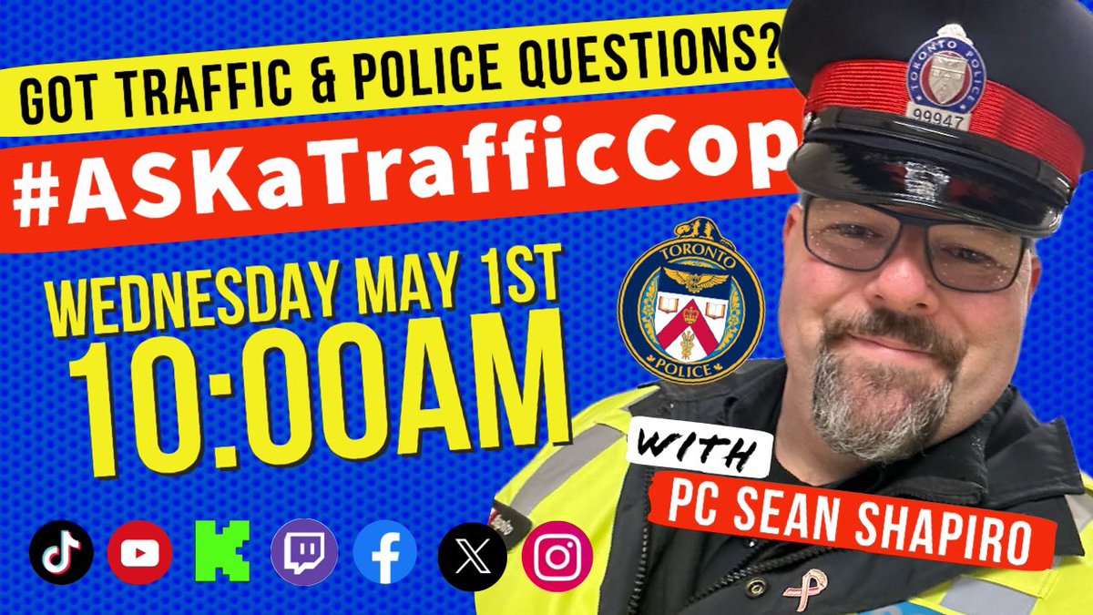 Going live at 10am Thursday morning for another magical episode of #ASKaTrafficCOP where I’ll work to answer your #Traffic & #Police questions for an hour. Get all the links at TrafficCop.ca to join live, watch previous episodes or even listen to the #podcast version.…