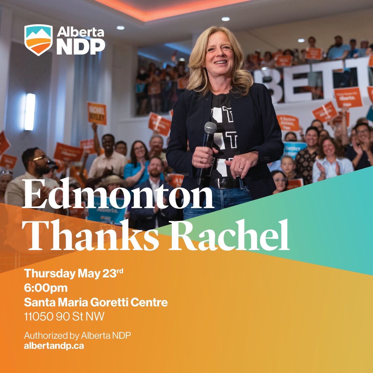 Let’s pack the house for this event to show appreciation for our leader, Rachel Notley!! #AbLeg #yeg