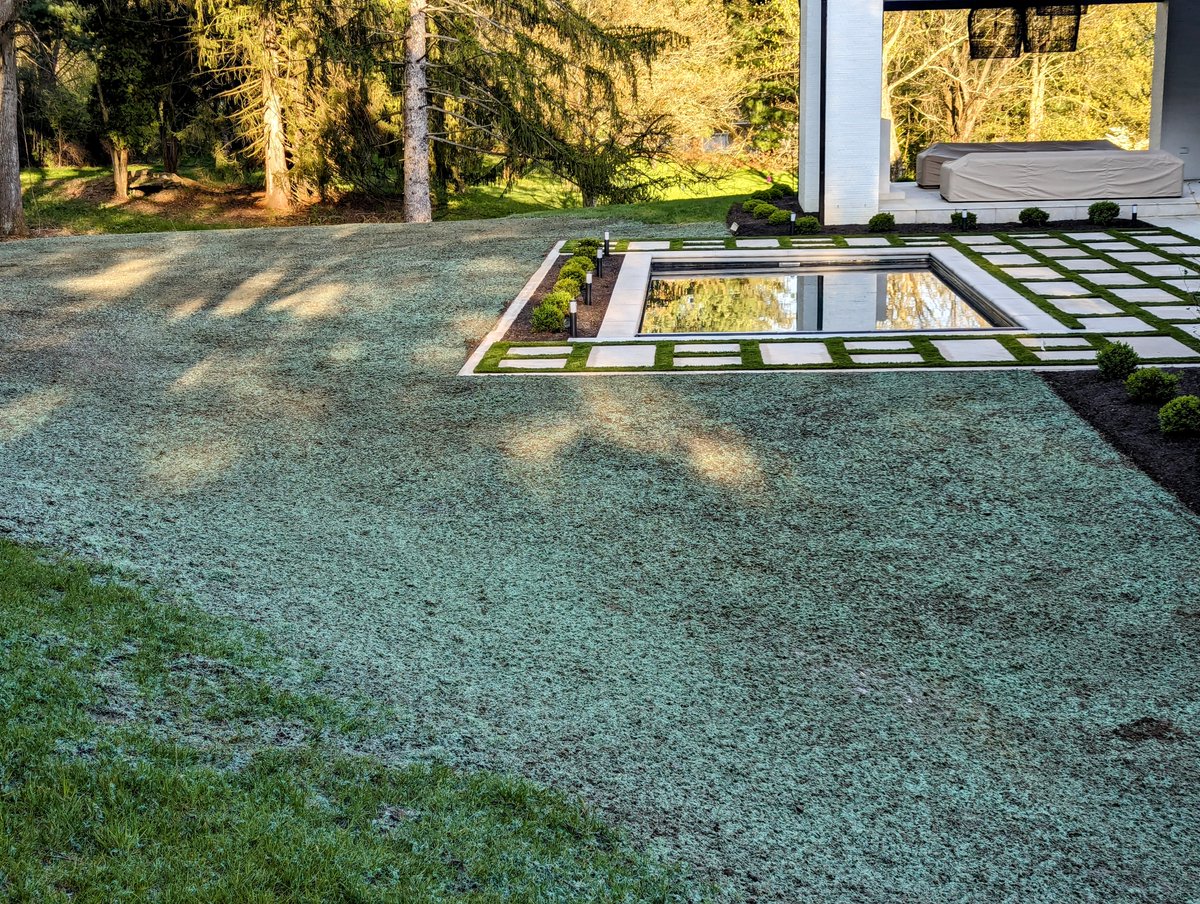 A beautiful pool and patio space by Inca Stone nicely finished up with some hydroseeding by us! Thanks for the work! 

 #Hydroseeding #Pennsylvania #FoxChapel #Hydromulch #ProfileProducts