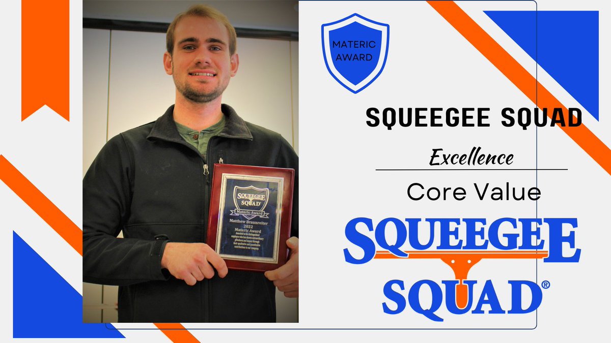 At Squeegee Squad, we stay true to our core values.  Excellence is one of our main core values.  Our staff that excel in their performance have the opportunity to earn the Materic Award, an honor for those who impact our company over time!

#squeegeesquad #corevalues #excellence