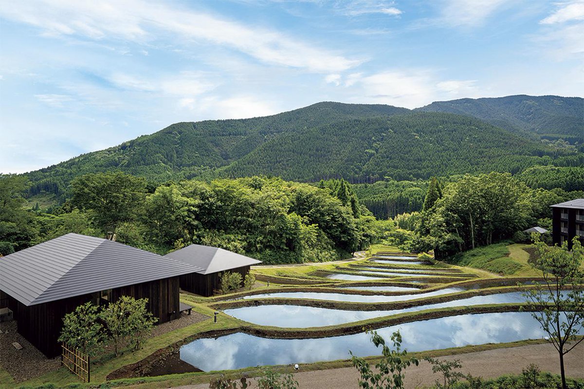 【 #今日の名建築 】隈研吾設計の温泉旅館〈界 由布院〉。棚田のランドスケープが主役となっていて、宿の至る所から望め、四季の移ろいを映し出します。 ⇒casabrutus.com/categories/arc…