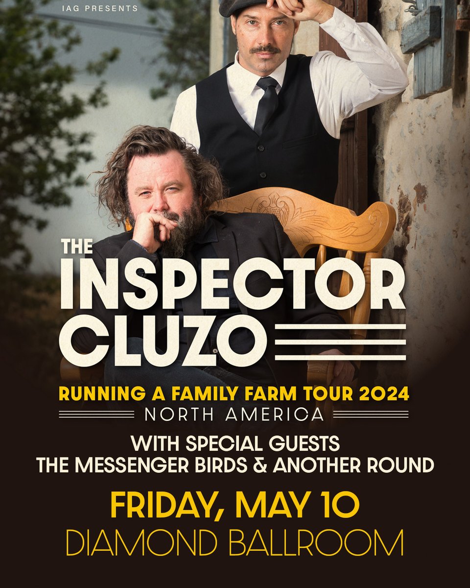 DiamondBallroom's tweet photo. Coming Friday, May 10th
@inspectorcluzo with @TheMssngrBirds live at @DiamondBallroom #OKC 
Get Tickets: https://t.co/dVwT3CeRWt https://t.co/M0il9BNkZL