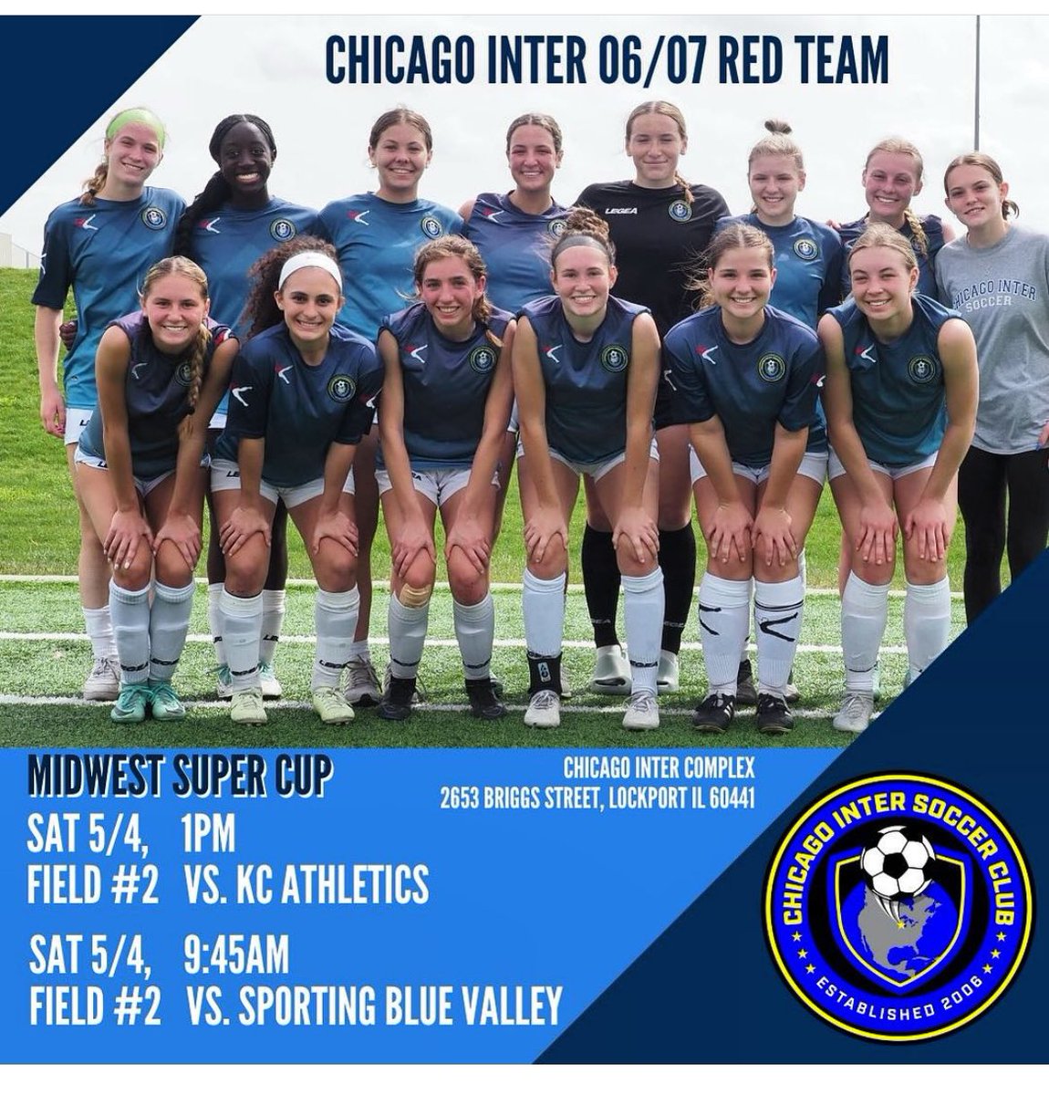 ECNL Midwest Super Cup this weekend at our Inter home fields.