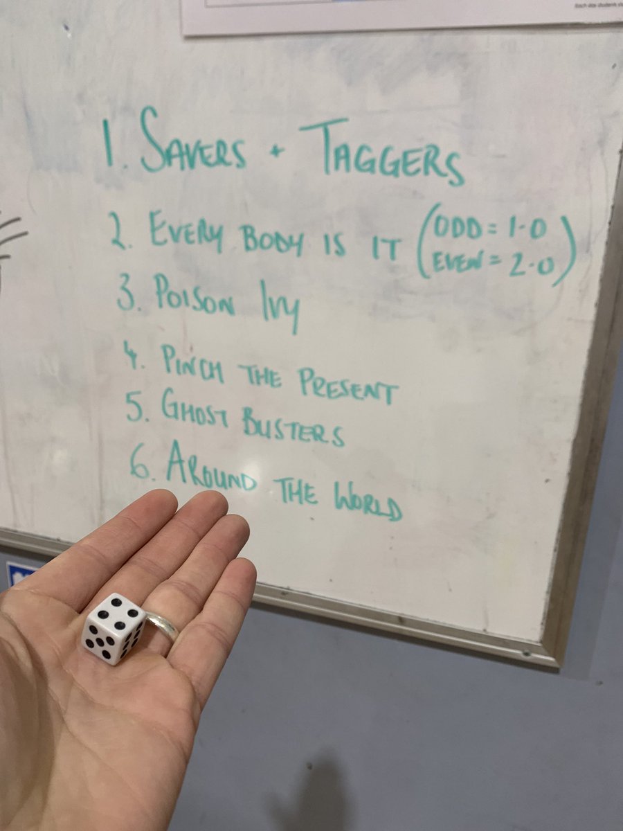 Couldn’t decide on todays games - so we are handing over the decision making to the Dice. 

All aiming to achieve the same thing - reconnecting through fitness/running based games. 

The power of the dice is underrated 🎲 
Engagement 🚀 

#PE #PhysEd #PrimaryPE #PrimaryPhysEd