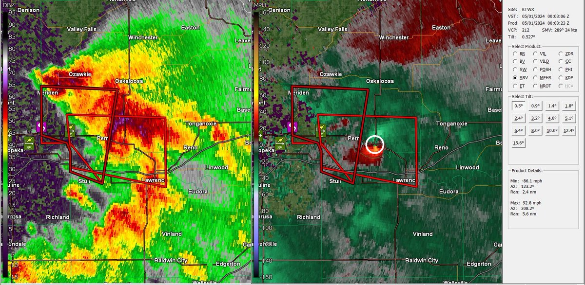 Tornado just northwest of Lawrence, KS. #kswx