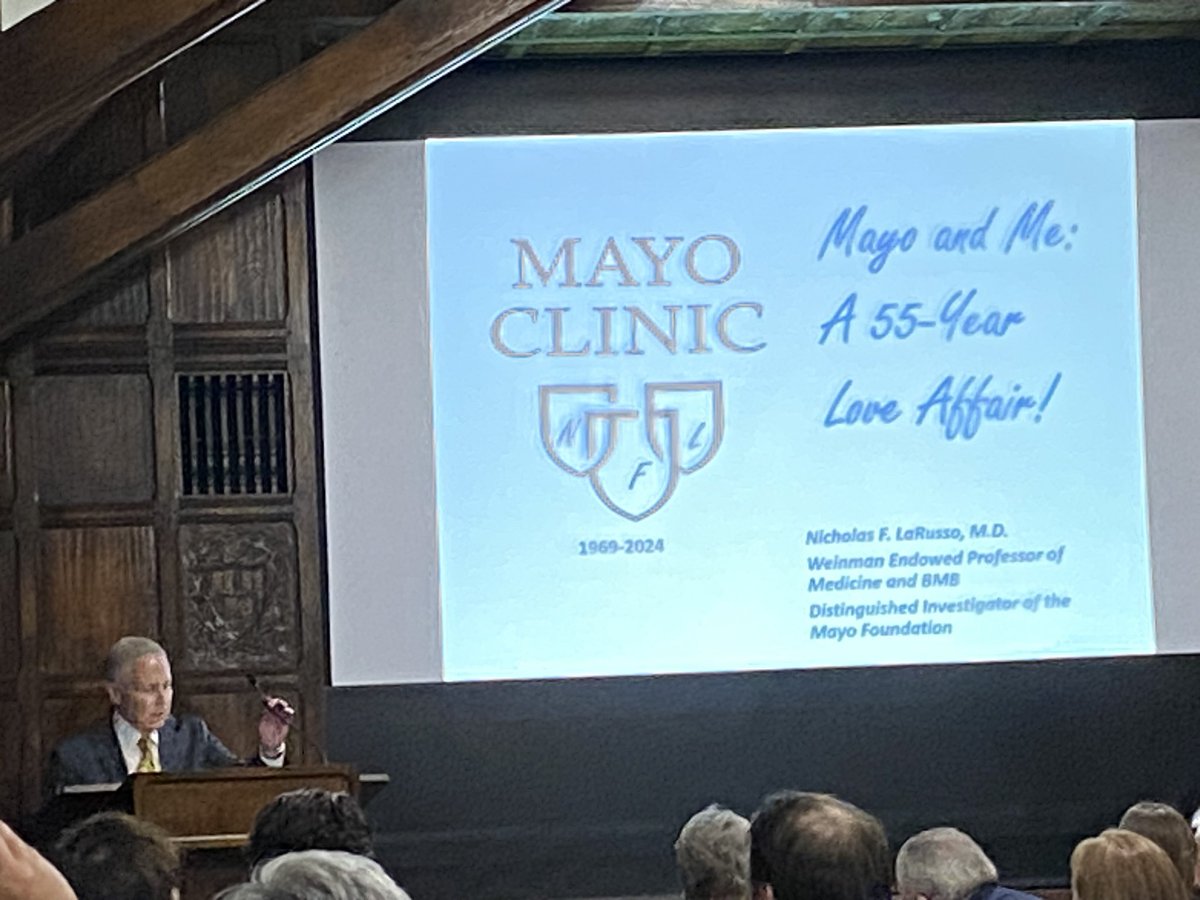 Prof Darrell Pardi introducing a giant in the field for his internal named Professor lecture, Nicholas F LaRusso!!! @MayoClinicGIHep @DarrellPardi