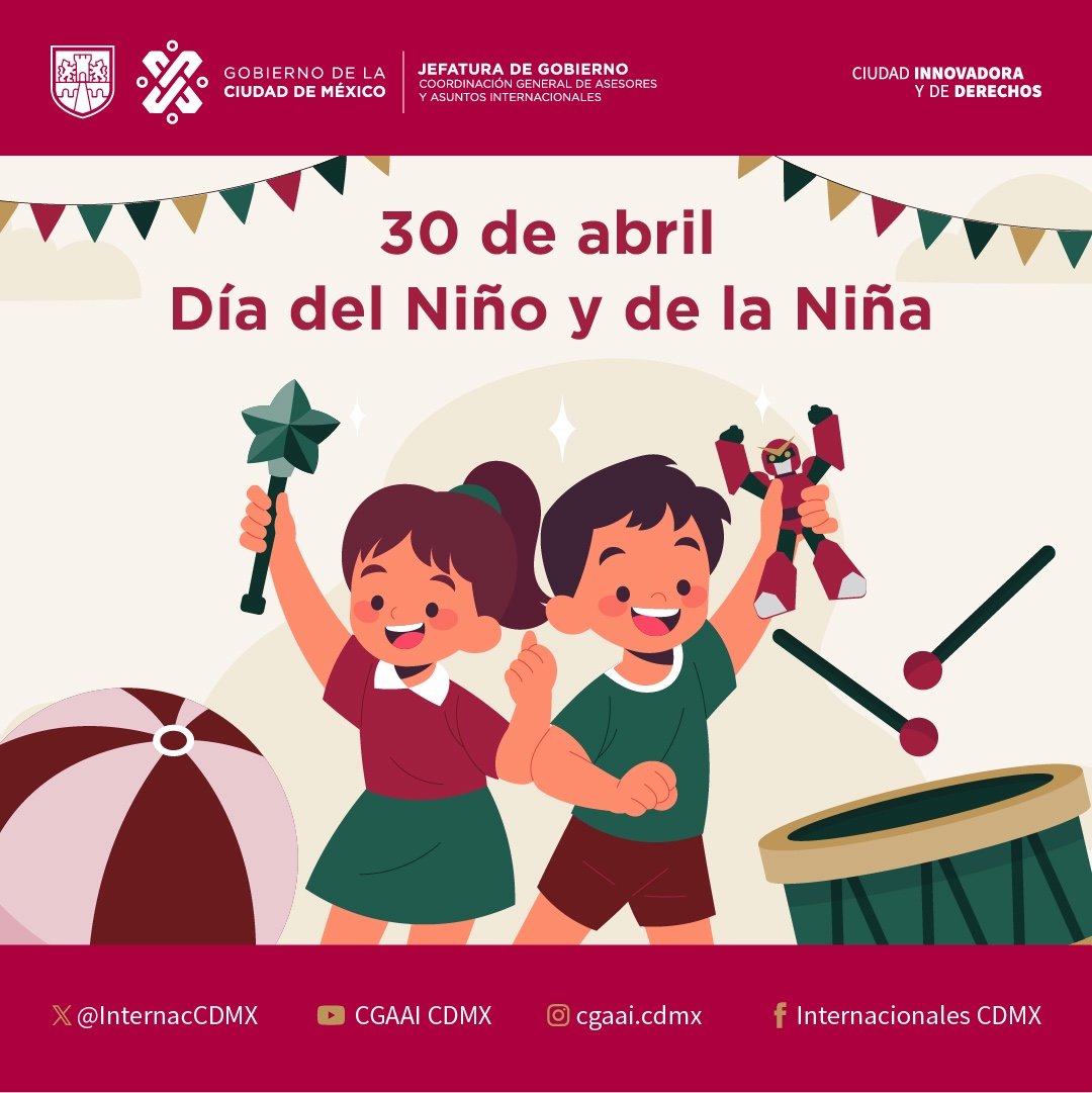 ¡Hoy es el Día de la Niñez en México! 🎈 Reconocemos y celebramos los derechos de nuestras niñas y niños, comprometiéndonos a garantizarles un futuro saludable y seguro. Desde 1990, México es orgulloso miembro de la Convención sobre los Derechos del Niño. ¡Feliz Día! 🚀