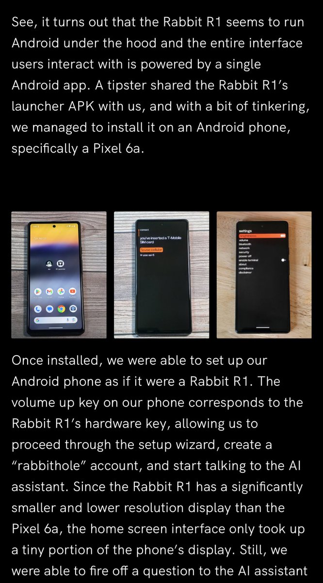 The fact that the rabbit r1 is LITERALLY an Android app on its own nugget is so fucking funny you have no idea