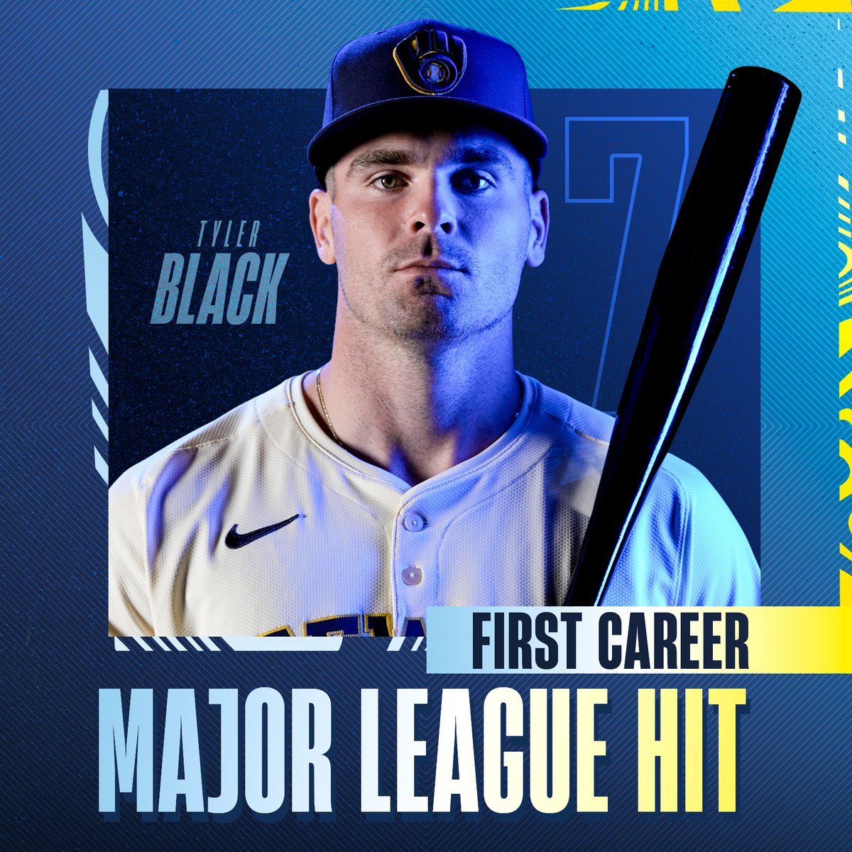 Brewers's tweet image. FIRST AT BAT @tylerblack_6