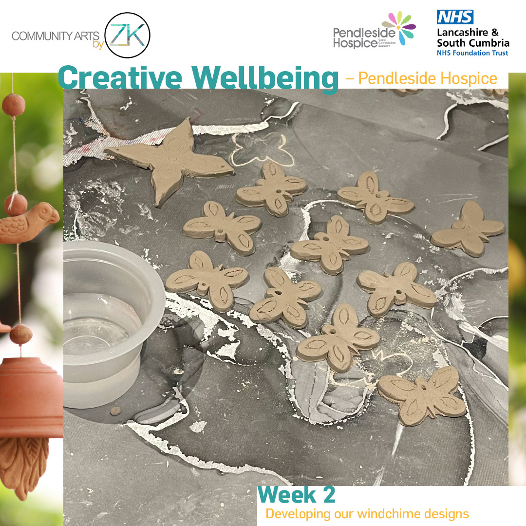 This week, participants will work on their ceramic pieces and use custom designed cookie cutters to cut shapes for their wind chimes. @BPRCVS @fhwbconsortium @WeAreLSCFT @pendlesidehosp #pendlesidehospice #communityartsbyzk #art #creative #collaboration #communityarts #workshop