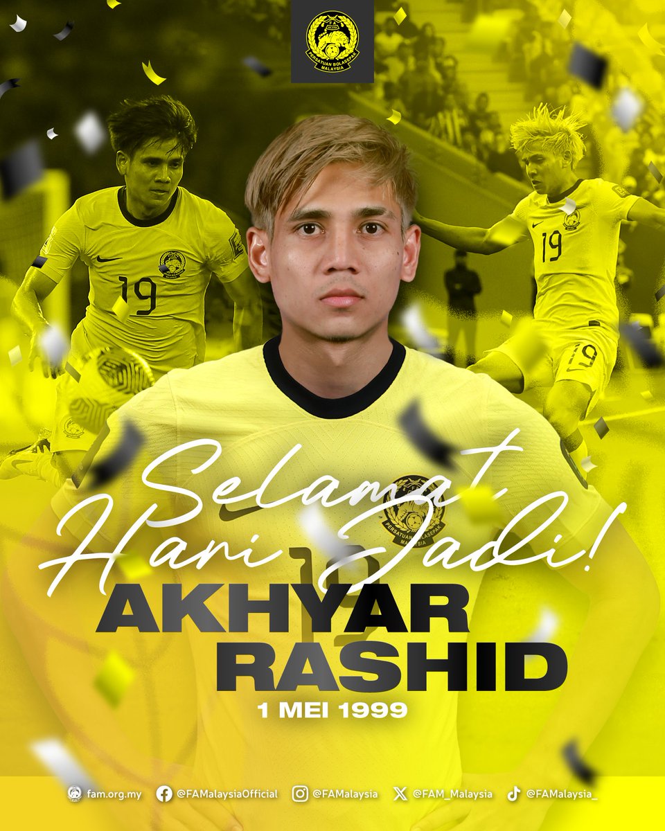 SELAMAT HARI JADI YANG KE-25 AKHYAR RASHID! 

Kongsikan ucapan selamat hari jadi buat pemain Harimau Malaya ini di ruangan komen di bawah! 

#FAM #HarimauMalaya