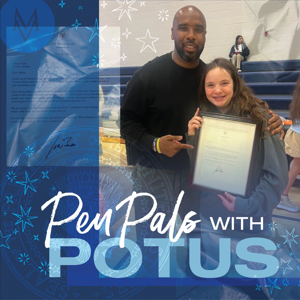 Meet Ashlyn Fuller, Class of 2030 visionary! 🌟 Armed with a mission to combat gun violence, she crafted a bold 16-page letter to the President and got a response from @POTUS himself! 🚀 Let's follow Ashlyn's lead and make a difference! 💪 #LeadFromWhereYouAre #ImpactReady