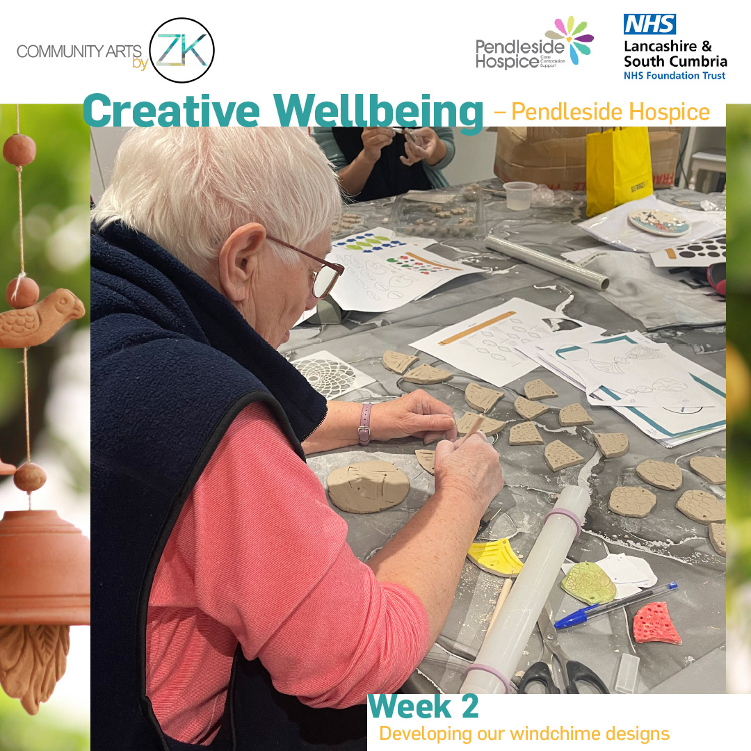 In week 2 of our new project, participants will continue to develop their designs and talk about the inspirations behind their pieces. @BPRCVS @fhwbconsortium @WeAreLSCFT @pendlesidehosp #pendlesidehospice #communityartsbyzk #art #creative #collaboration #communityarts #workshop