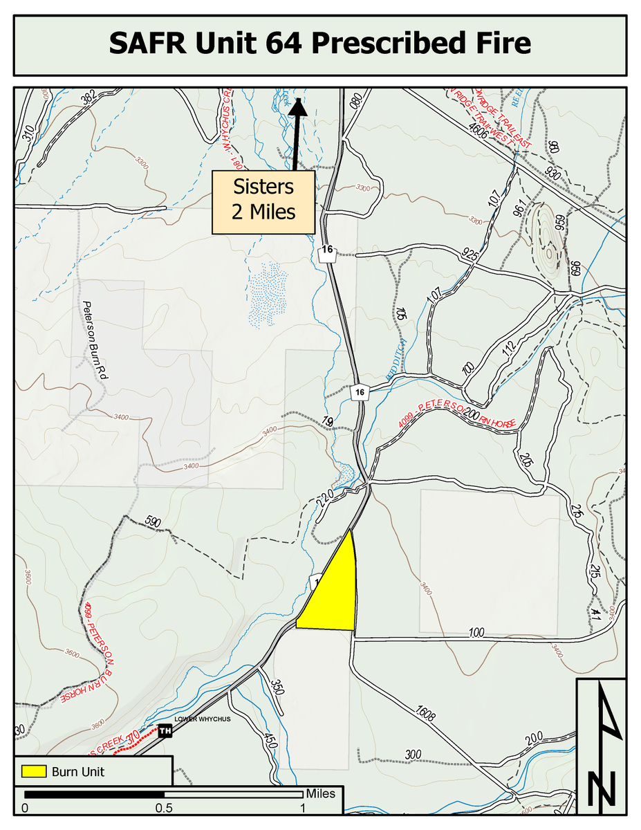 🔥Tomorrow (5/1), Sisters Ranger District firefighters will conduct a 28-acre prescribed burn 3 miles south of Sisters adjacent to FS Roads 16 and 1608. The public is asked to use caution where fire traffic and firefighters are present. ℹ️ centraloregonfire.org/2024/04/30/sis…