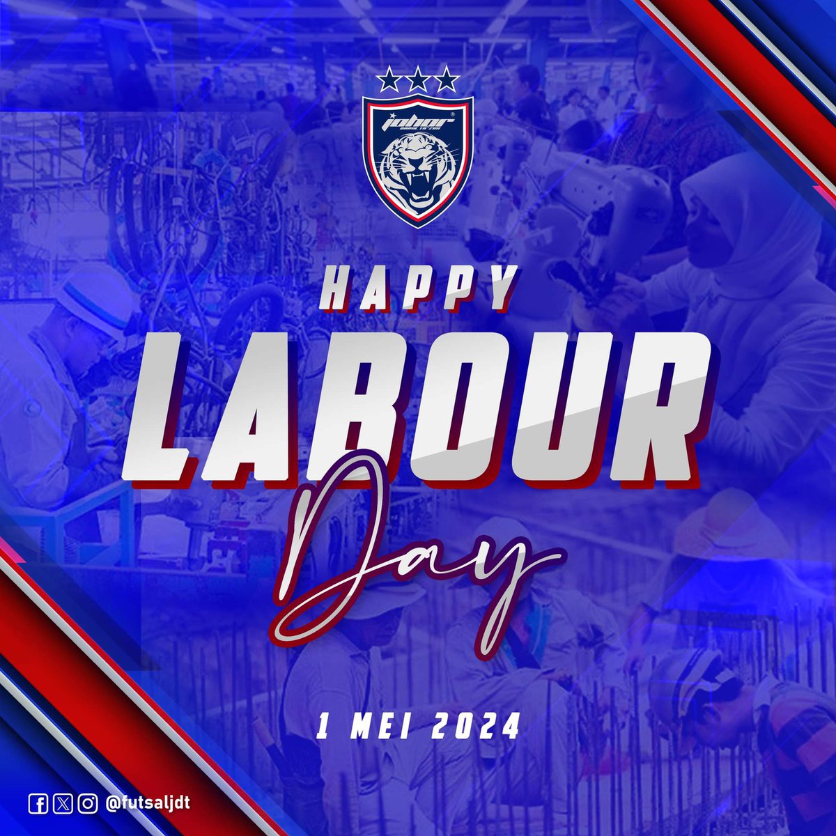 HAPPY LABOUR DAY

Johor Darul Ta’zim FC (JDT) would like to wish a very Happy Labour Day to all Southern Tigers fans. May all your hard work be rewarded and bring benefit to all of us. Luaskan Kuasamu Johor.

#MPFL2024
#JDTFutsal
#JDTFamily
#LuaskanKuasamuJohor
