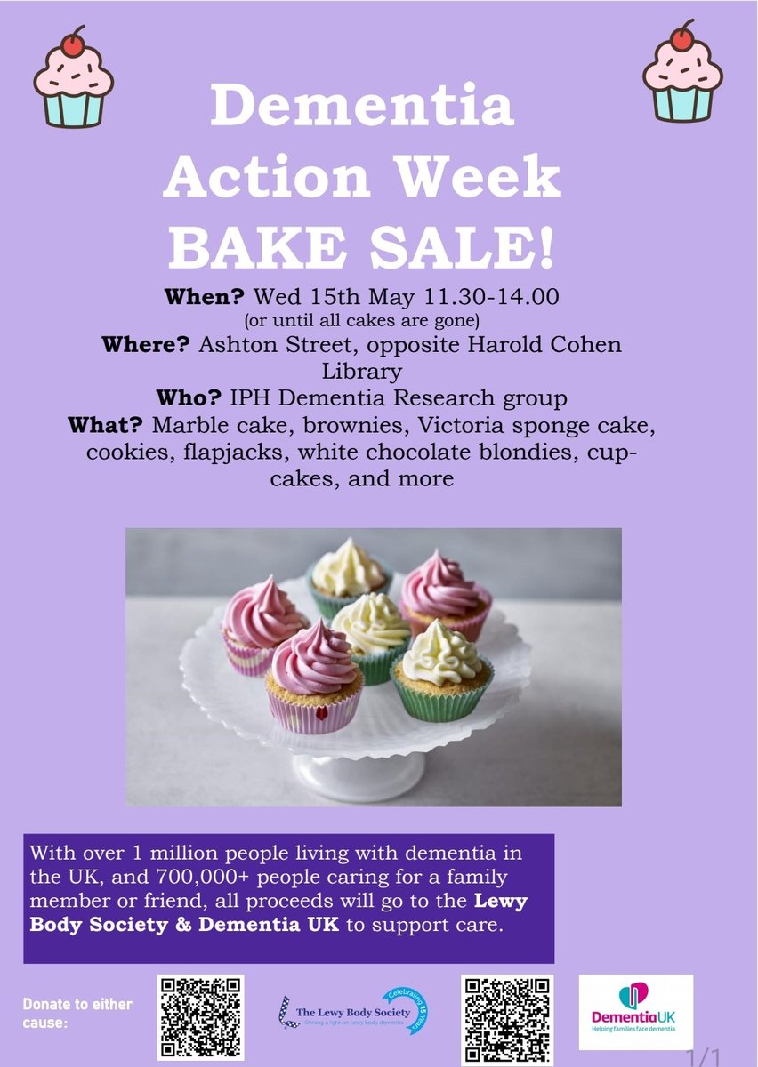 Dr Clarissa Giebel 🇪🇺 🇩🇪 (@clarissagiebel) on Twitter photo Enjoy cake🧁? Want to support a good cause? Find us at the <a href="/LivUni/">University of Liverpool</a> gazebos on campus outside the Harold Cohen Library on the 15th of May and get your hands on some freshly baked cakes from the <a href="/LivUniIPH/">Institute of Population Health</a> Dementia Research Group! Or donate here 👇🏼
justgiving.com/page/clarissa-… Enjoy cake🧁? Want to support a good cause? Find us at the <a href="/LivUni/">University of Liverpool</a> gazebos on campus outside the Harold Cohen Library on the 15th of May and get your hands on some freshly baked cakes from the <a href="/LivUniIPH/">Institute of Population Health</a> Dementia Research Group! Or donate here 👇🏼
justgiving.com/page/clarissa-…
