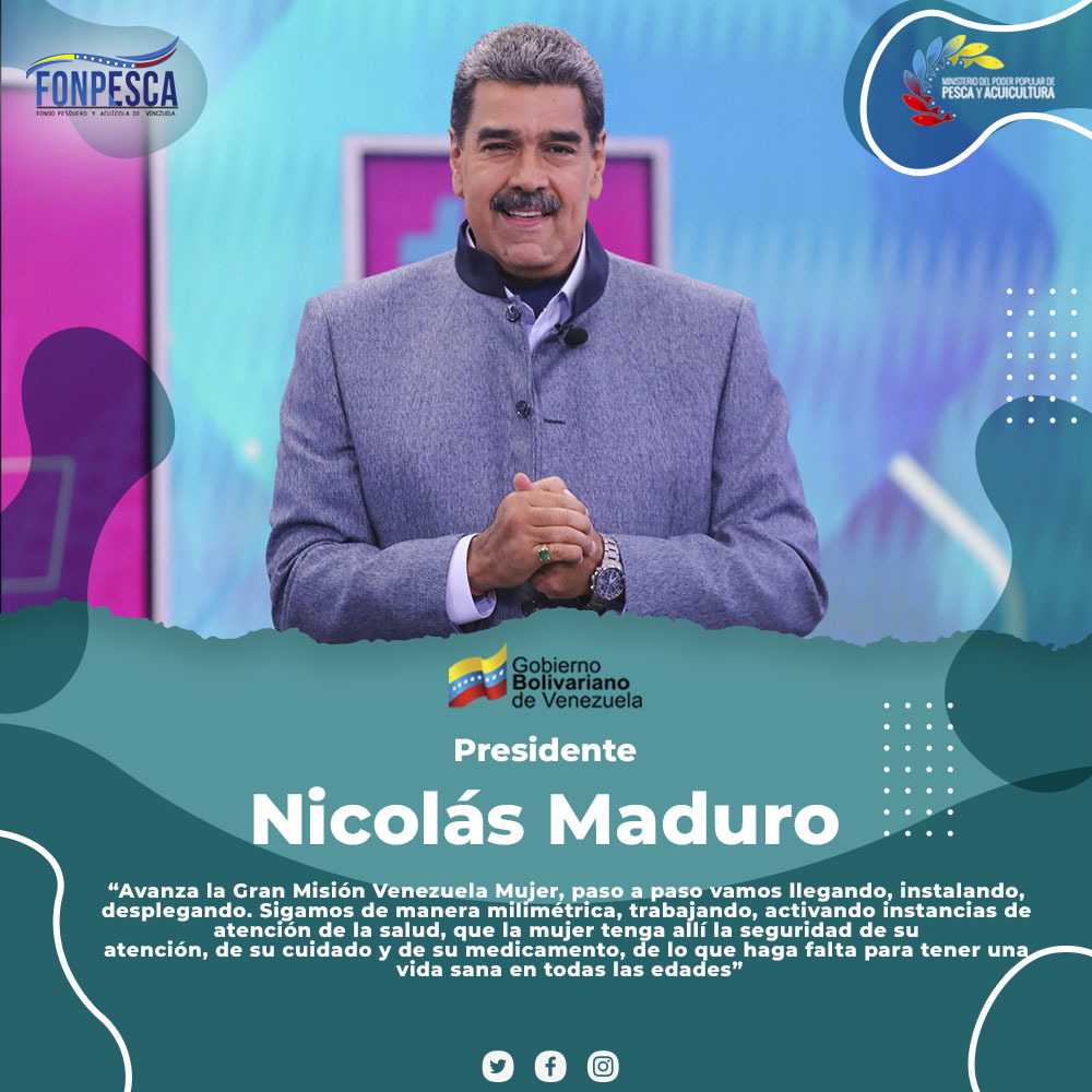 #30Abr| En el programa Con Maduro+ el presidente Nicolás Maduro destacó que La Gran Misión Venezuela Mujer ha inscrito a más de 5 millones 516 mil mujeres en todo el territorio nacional. 

#PescarEsVencer
#PescadoresDeLaPatria
#SomosPescaSostenible
#SomosPuebloUnido