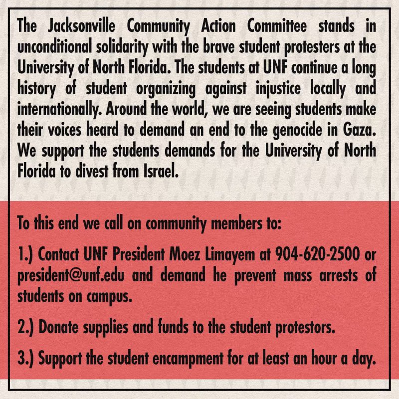 Action alert 🚨Make the ☎️. Support the students protesting! 🇵🇸