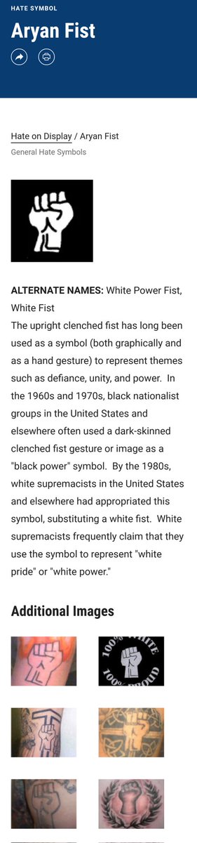 @RonFilipkowski There are fewer pics of him doing 'thumbs up' lately & more of him of raising a clenched fist. The Aryan Fist or White Power Fist, adapted by white supremacists & is a racist version of the Black Power raised fist from the 60s/70s. #TrumpRacist #TrumpIsNotFitToBePresident