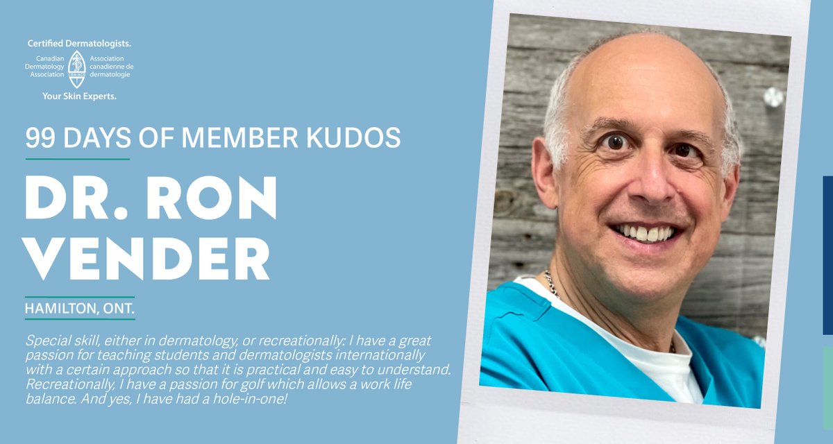 Canadian Dermatology (@cdndermatology) on Twitter photo A round of applause to Dr. Ron Vender, our 60th member to receive kudos! An associate clinical professor <a href="/MacDeptMed/">McMaster University Department of Medicine</a> for more than 25 years, Dr. Vender has also dedicated his time as a valued member of the editorial board for our esteemed scientific journal, the JCMS. 1/4 A round of applause to Dr. Ron Vender, our 60th member to receive kudos! An associate clinical professor <a href="/MacDeptMed/">McMaster University Department of Medicine</a> for more than 25 years, Dr. Vender has also dedicated his time as a valued member of the editorial board for our esteemed scientific journal, the JCMS. 1/4