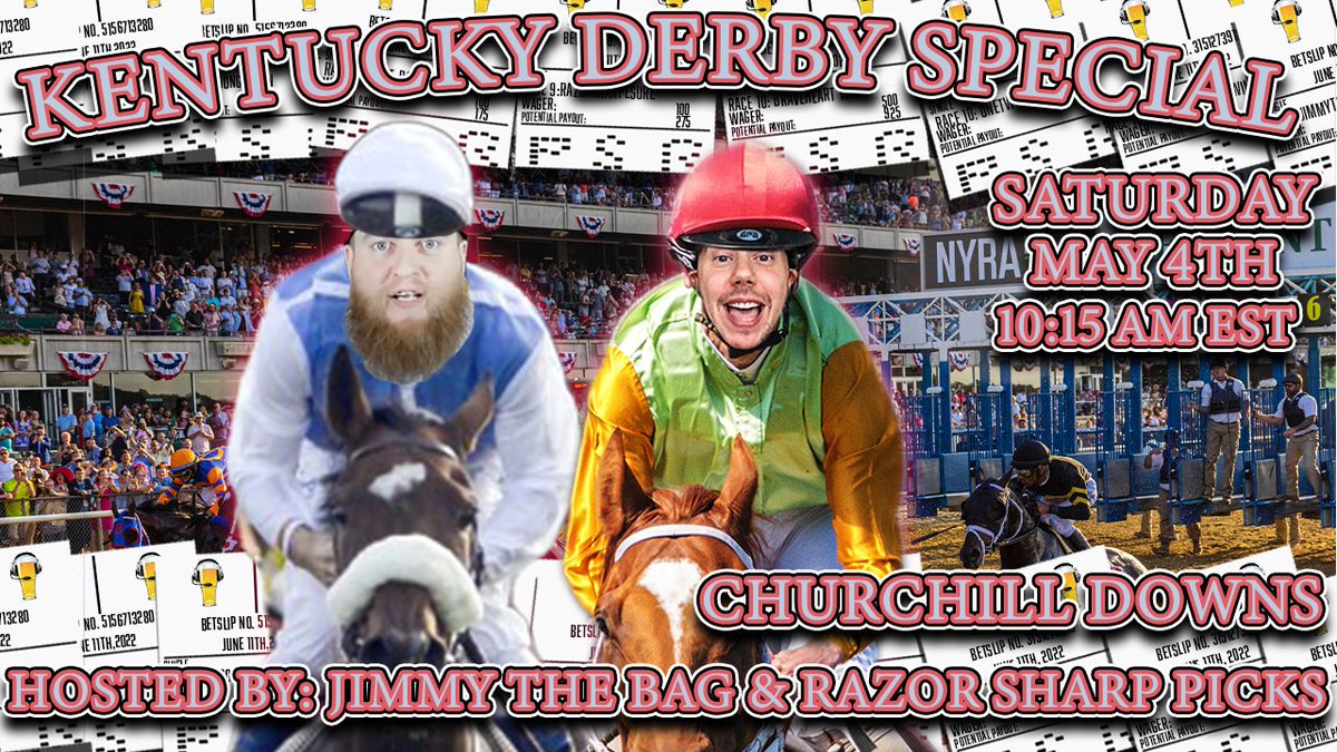 IT'S KENTUCKY DERBY WEEK! Join us on Saturday as I Co-Host with @RazorSharpPicks for ALL DAY ALL NIGHT horse racing action on @PubSportsRadio starring @mtchickenchaser @iksnizol420 @gzertuche23 @PimpSlapPOD @Penyige_8 @gambler844 @mikehorse1 @FatWally5866 @Gogster99 & more!