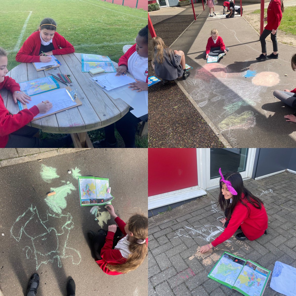 This afternoon Year 5 went outside and, using atlas’, did some observational drawings of Europe! We had a go at seeing what countries, features and landscapes we could plot! ☀️ @MrsArlowCTS @headcherrytree @CTS_Watford #LOtC #CTSGeography