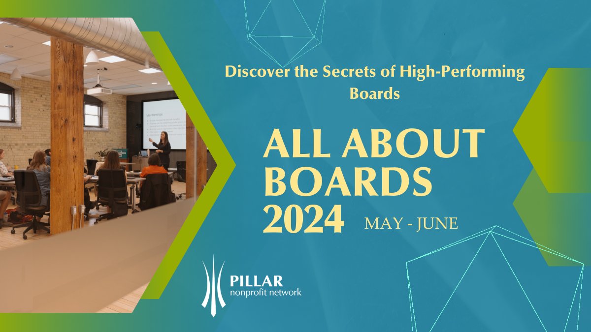 Last Chance to Claim Series Pricing!!! All About Boards Spring 2024 event. Our expert-led virtual sessions offered Canada-wide will empower you to make a difference. Register Now: pillarnonprofit.ca/event/all-abou… #NonprofitLeadership #AllAboutBoardsSeries #PillarNonprofitNetwork