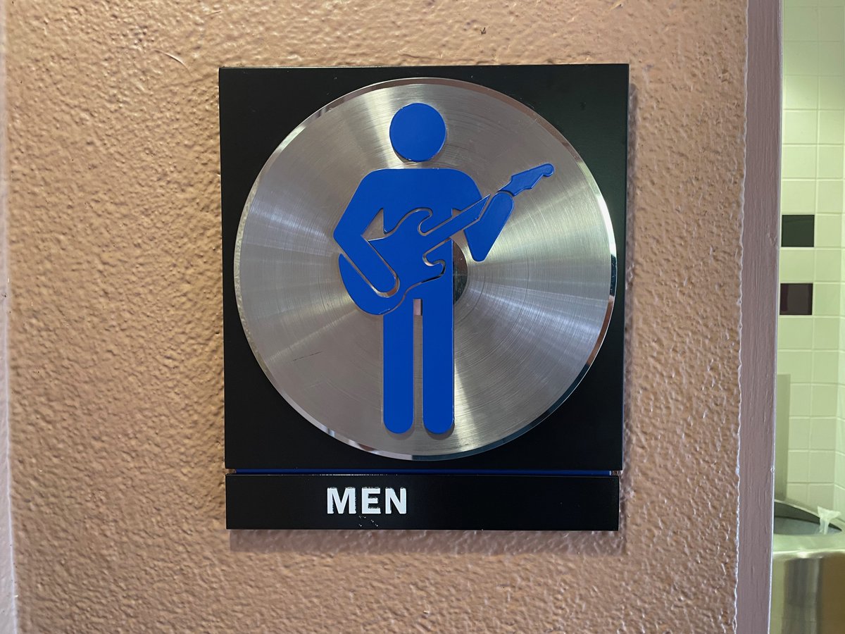 Approaching the 35th anniversary of Disney MGM Studios (May 1st!), here's a photo of the sign for the toilet at Rock n’ Roller Coaster. Great care was taken in the design to ensure the guitar neck was set in an appropriate position. #Studio35 #WDW #DisneyUnpacked