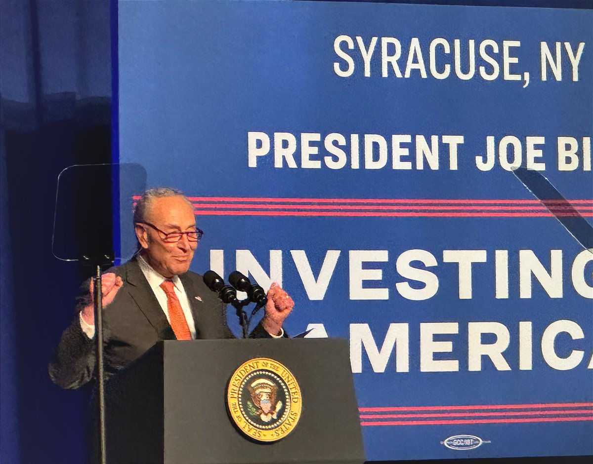 “I wrote the bill with this day in mind. And here we are. Because of the law we passed—and we did it bipartisan—America’s future will be built in Syracuse,' said @SenSchumer at the MOST. We thank Sen. Schumer for leading the way for the CHIPS & Science Act! #SyracuseSurge #ForAll