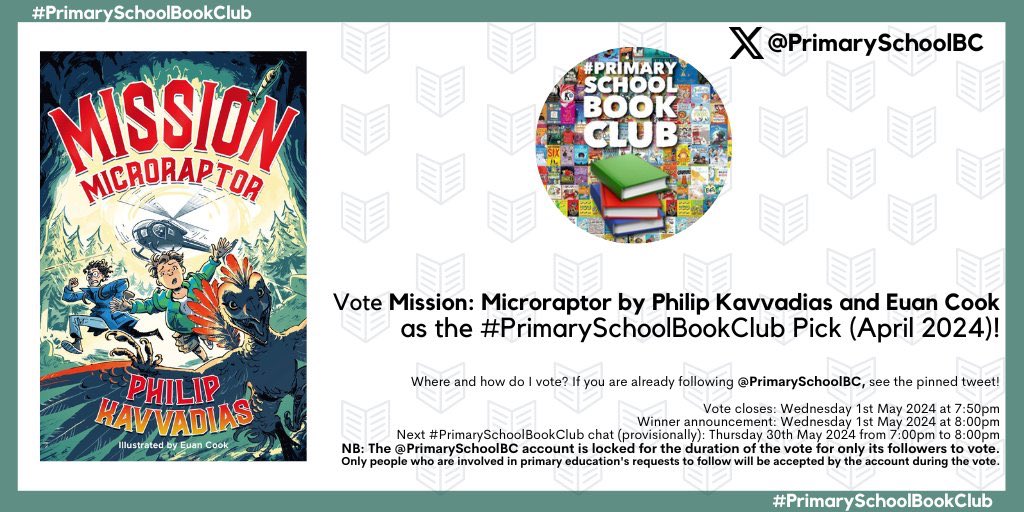 Vote for Mission Microraptor if you want to learn how to - Survive in the Black Forest - Land a private jet in Hyde Park - Raise a flying dinosaur See @PrimarySchoolBC for details