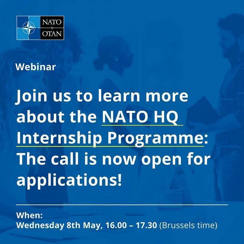 🆕🚨8 maja o 16:00 @NATO organizuje webinarium dla zainteresowanych programem stażowym w Kwaterze Głównej. Jesteście zainteresowani stażami w @NATO i macie pytania dot. procesu naboru? Zapraszamy do udziału! Konieczna rejestracja👉tiny.pl/dw68h