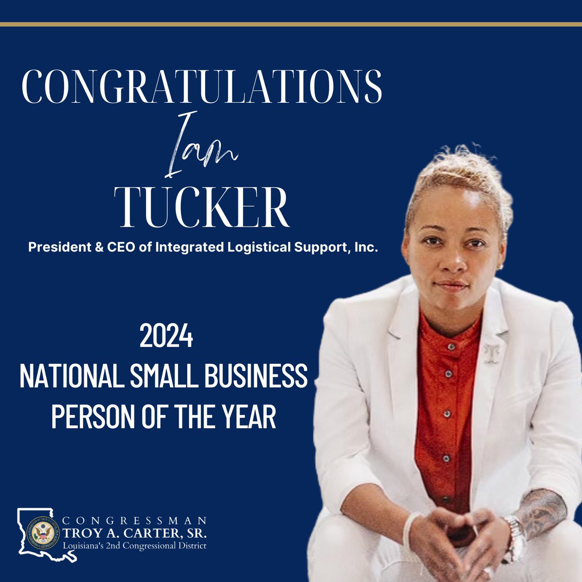 Congratulations to #Louisiana’s own @IAMNOLA for being named the @SBAgov 2024 National #SmallBusiness Person of the Year! She is the second-generation owner of @ILSIengineering where she has grown the business tremendously and continues to support economic equity in #LA02. Well