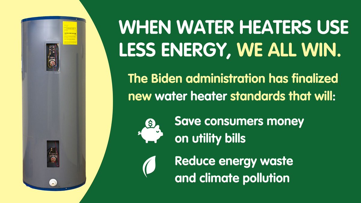 @ENERGY just finalized strong standards for consumer #WaterHeaters that will cut climate pollution & other air pollutants while greatly reducing consumers’ energy costs. #RaiseTheStandards #SolutionsForPollution 
appliance-standards.org/document/water…