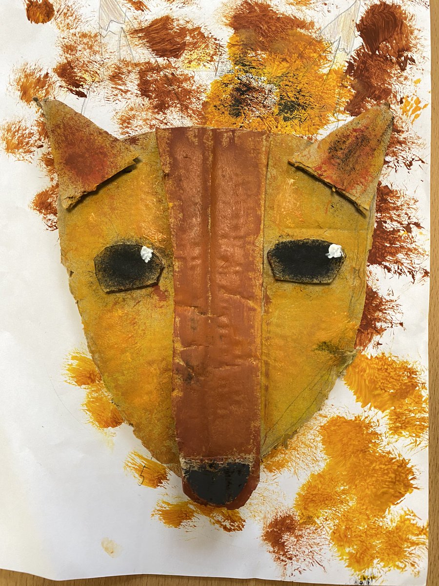 NathanSheen's tweet photo. Animal portraits made from cardboard boxes with Year 4 this afternoon @gilwern_school https://t.co/W0lf2Oh2lt