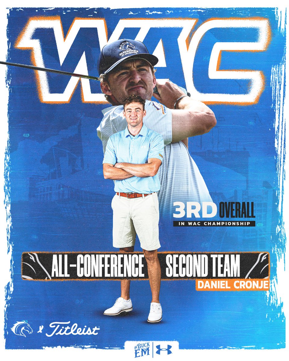 𝗔𝗟𝗟- @WACsports 𝗦𝗘𝗖𝗢𝗡𝗗 𝗧𝗘𝗔𝗠 Big congrats to Cronje on a remarkable performance at the WAC Championship! 🔥 3rd place overall & 3-under for the tourney 👏 📰: utamavs.us/CronjeAllWAC #BuckEm🐎