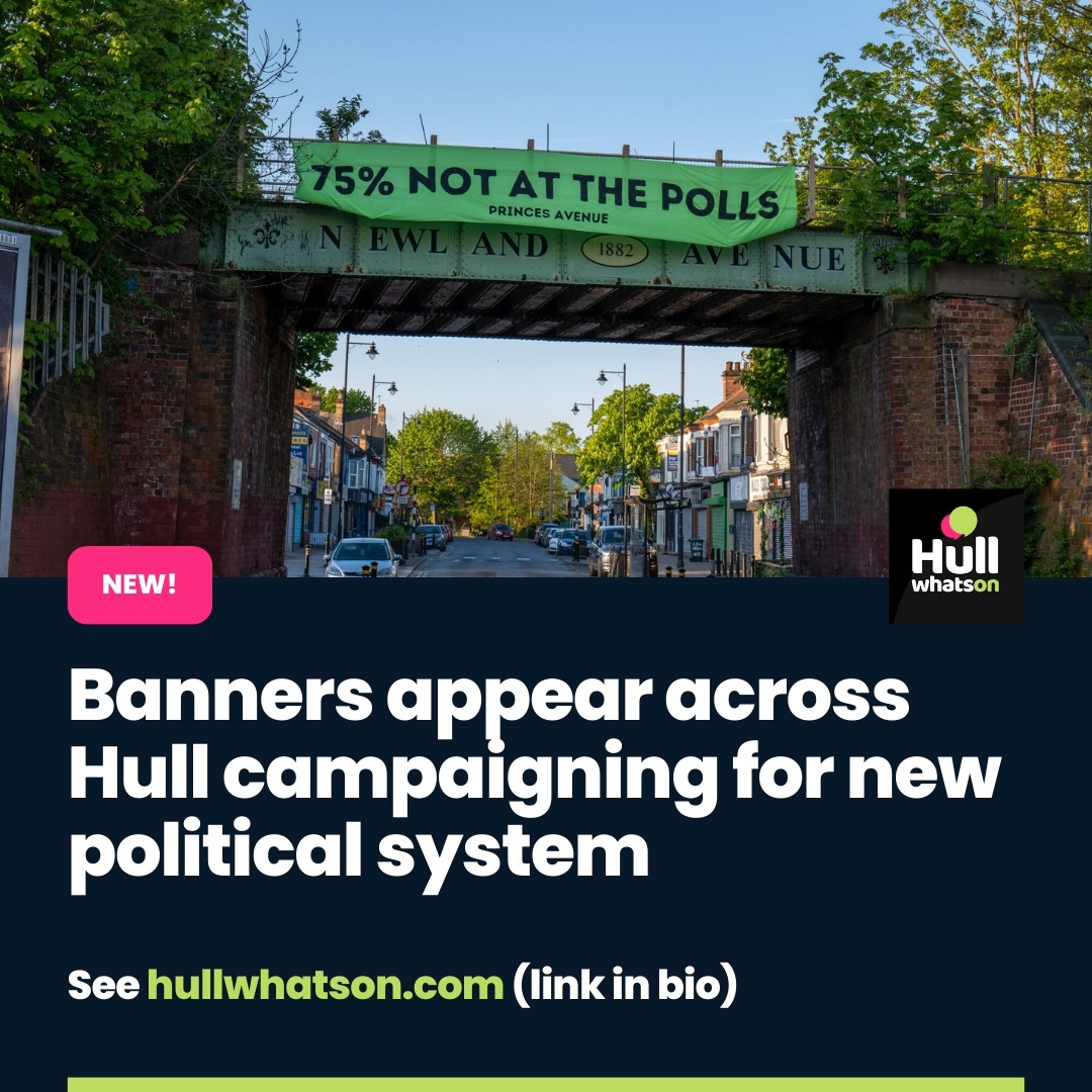 Two days before people in Hull head to the polls, a series of thought-provoking banners have been unveiled across the city. See website or 👉 hullwhatson.com/banners-appear… #hull #hullnews #polls