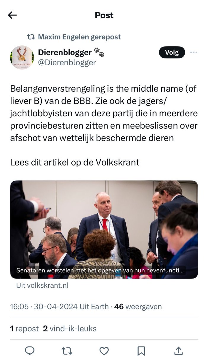 Gaat over senatoren en nevenwerkzaamheden.

@Dierenblogger

Is dat PvdD Senator Koffeman aka @volgzwijn aka Quote multimiljonair aka PvdD marketeer (die partij én zijn @faunabeschermin promotie liet maken t.b.v. zijn bedrijf) aka iets met nieuw bedrijf vegan cowboys (weer €€)?