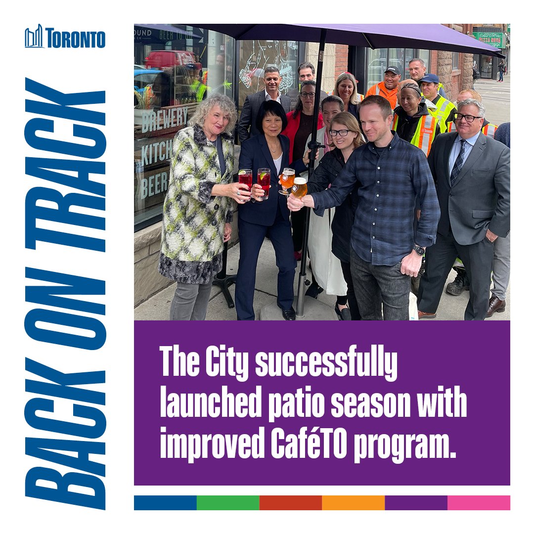 Thanks to the hard work of City staff, Torontonians will enjoy a longer patio season. When local businesses thrive, we all thrive. Check out the CaféTO program and how it helps create a more vibrant and prosperous city for us all. toronto.ca/business-econo…