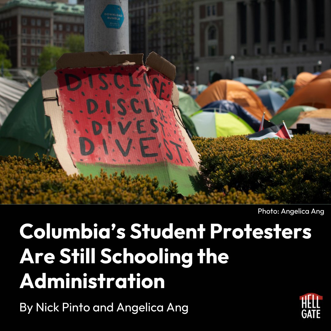 The Columbia administration's ill-advised efforts to squelch campus protest continue to go... poorly. hellgatenyc.com/columbias-stud…