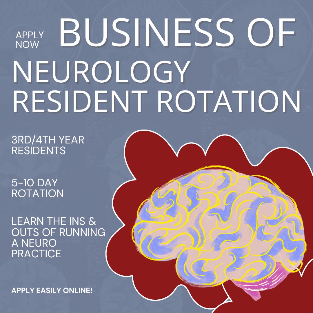 TNS members - share this with a #NeuroResident in your network! 📣 Sign up for this 5-10 day rotation to learn about the ins and outs of running a neuro practice: bit.ly/4dbGquA 🧠 #FutureNeurologist #NeuroTwitter