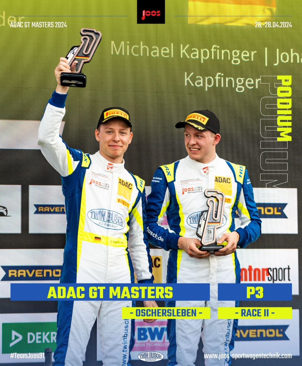 #KapfingerTwins Michael and Johannes 🇩🇪 had a great debut in the 1st round of the 2024 ADAC #GTMasters season at #Oschersleben 🇩🇪‼️

In the #911GT3R #91 of #TeamJoos by Twin Busch 🇩🇪 they achieved a 5th place in Race 1 and a 🥉rd place in Race 2 (starting 10th both races)

💛💙