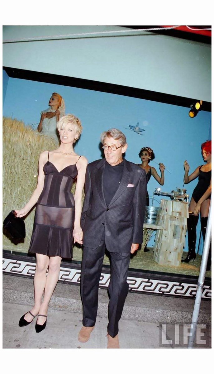 Kristen Mcmenamy and Helmut Newton at the Absolute Fashion, 1995.