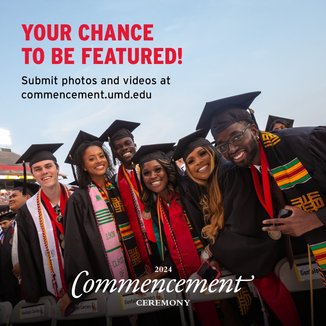 Hey there graduating Terps! Want to see yourself on the big screen during this year’s #UMDgrad commencement? 📽 Share photos and videos at commencement.umd.edu by May 3 for a chance to be featured.