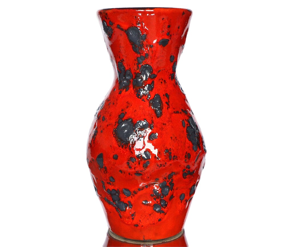 SCHEURICH Ceramic Vase in Red & Grey, Model 523-21 - West German Pottery by LavaHaus dlvr.it/T6DwMN #etsyshop #FestiveEtsyFinds #westgermanpottery
