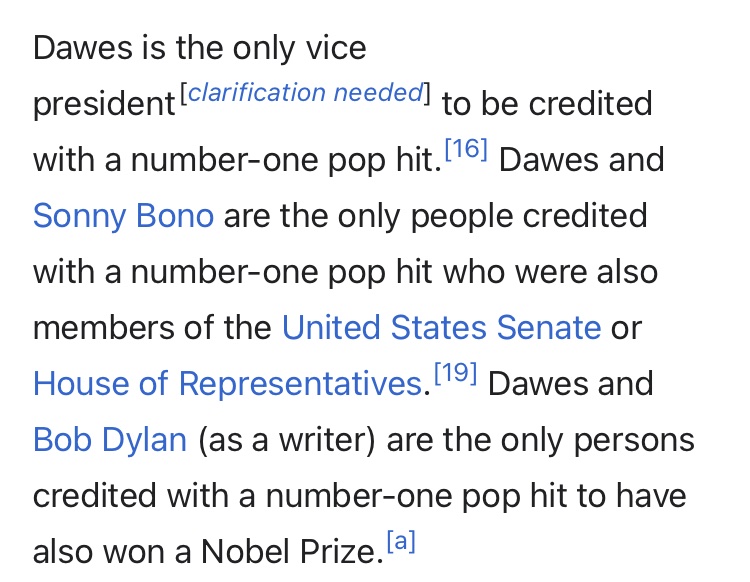 FUN FACT: Charles G. Dawes, the namesake of the park that will host the new #EvanstonFolkFest, is one of two @NobelPrize laureates to also have a #1 hit (the other is @bobdylan) #playthehits