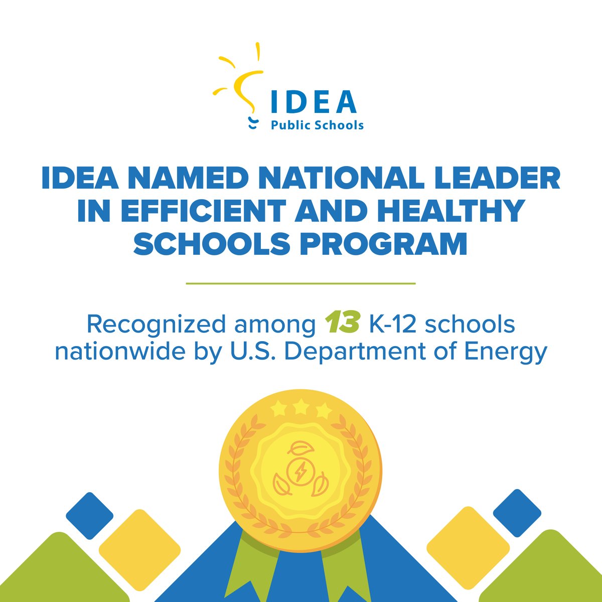 IDEA is among the 13 K-12 schools nationwide to be celebrated by @energy @epa and @usedgov as part of the Efficient and Healthy Schools Program (EHSP). 👏 🌟Read more about this national recognition in our latest blog: bit.ly/44qRDDp.