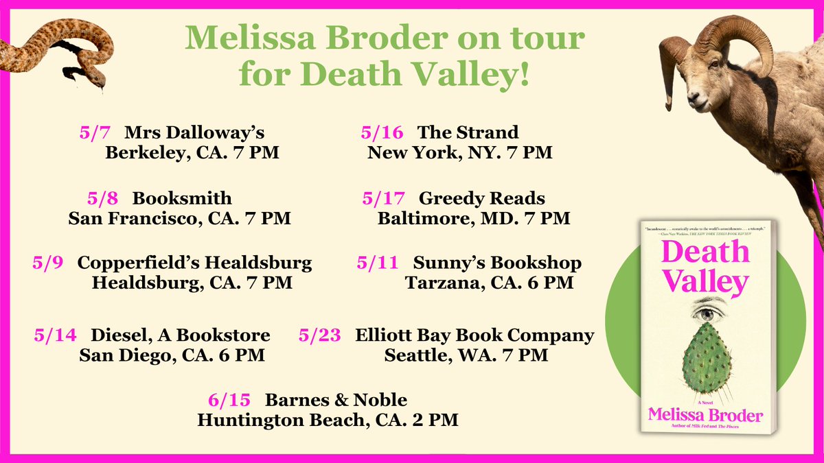 The paperback tour for DEATH VALLEY is on the road! Catch @melissabroder here: