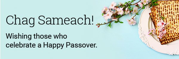 As Passover comes to an end this evening, we wish all who celebrate a wonderful evening and restorative time with loved ones. #ChagPesach